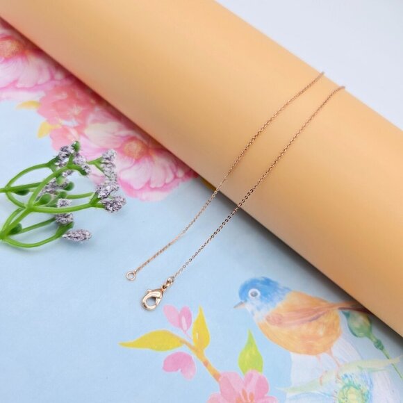 "Delicate Rose Gold Chain Necklace, 18 Inch, Gold Plated Over Brass, XPNL0099 - Picture 10 of 12